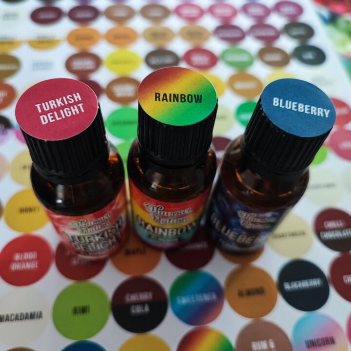 Flavour Nation essence bottles with little labels stuck on their caps