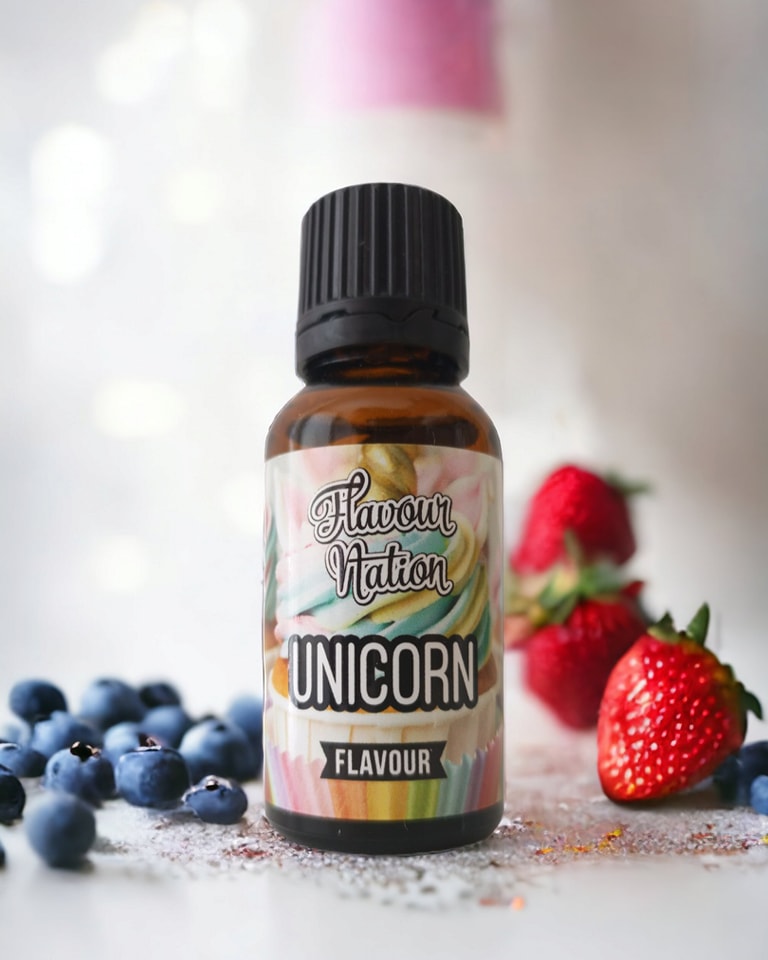 Fruits of the forest flavouring essence is what Flavour Nation Unicorn flavouring tastes like.