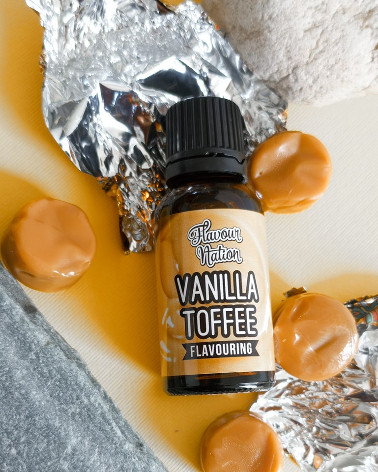 Vanilla Toffee flavouring for bakers to use in scrumptious sweet treats.